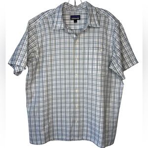 Patagonia Men’s Puckerware Shirt Short Sleeve Button - Pieman Birch White Large